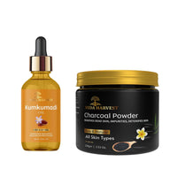 Veda Harvest kumkumadi oil and Activated Charcoal powder | Skin Brightening, Anti Acne, for glowing skin, skin detox