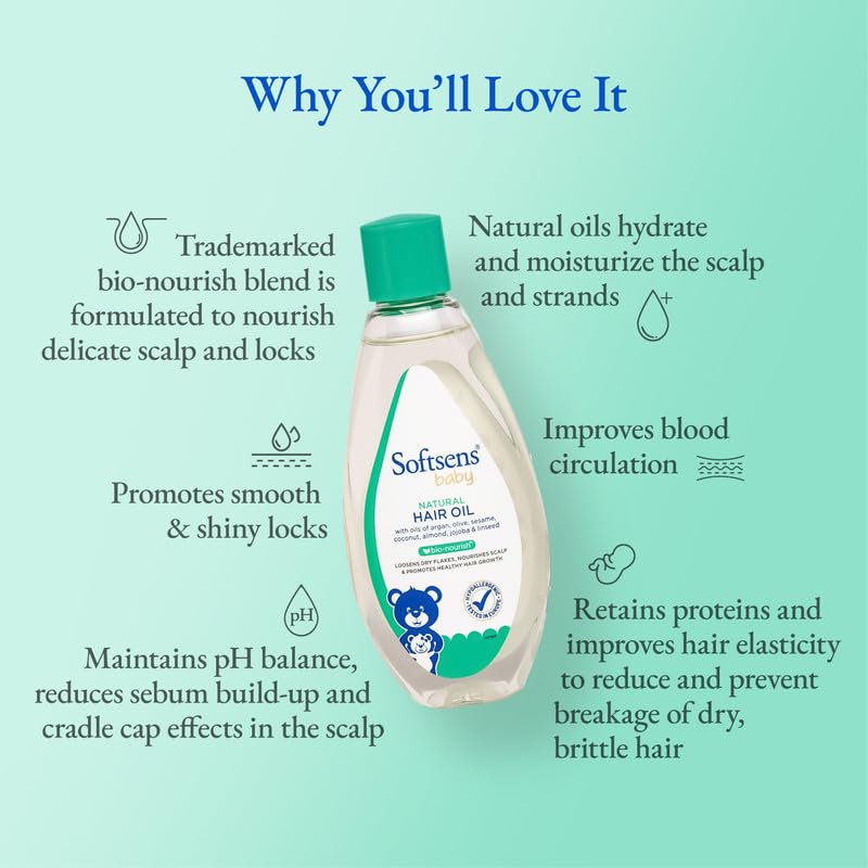 Softsens Baby - Natural Hair Oil | Enriched With Natural Oils of argan | Free from parabens, sulfates and harmful chemicals (Pack of 4)
