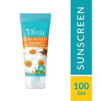 Olivia Sunscreen SPF 40 with UVA, UVB Protection | Effective Sunscreen SPF40 for Oily & Combination Skin | No White Cast | Ultra Protect++ Lotion for Glowing Skin | For Men & Women | 100g