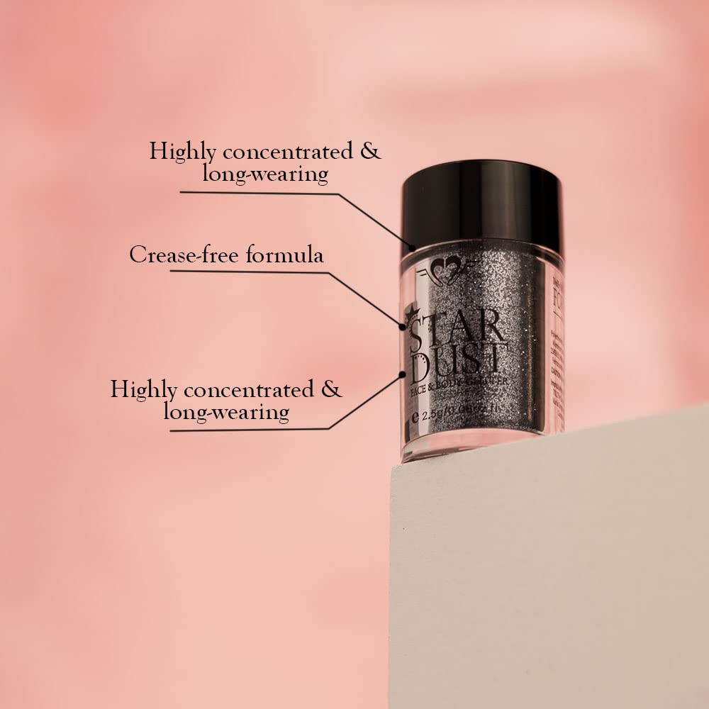 Daily Life Forever52 Star Dust Powder Single Eyeshadow Professional Shiny Glitters & Hydrating Easy-to-Blend Formula Silky Texture for Perfect Face Makeup (Black)