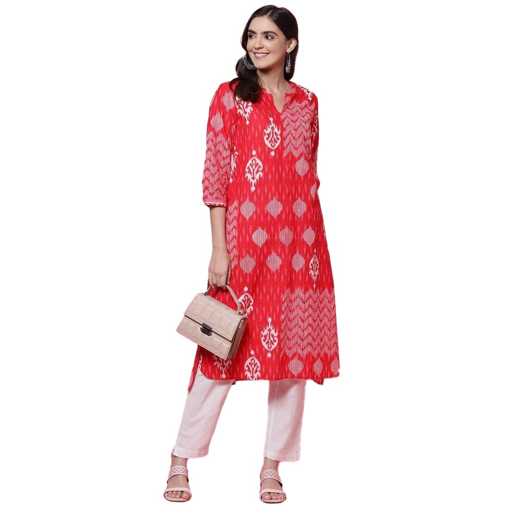 BIBA Printed Band Collar Straight Fit Womens Kurta