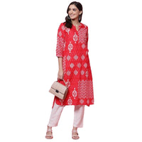 BIBA Printed Band Collar Straight Fit Womens Kurta