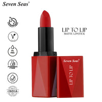 Seven Seas Lip To Lip Matte Full Coverage Long Lasting Lipstick | Smooth Application | Transferproof & Smudge Proof | Highly Pigemented Lipstick for Women (Matte Red)