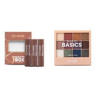 MARS Matte Box Set of 3 Lipsticks for Women (3x3.2 gm) (04-Brown) 12 Shades Back to Basics Eyeshadow Palette with Free Applicator (14.4 gm) (Shade-01)