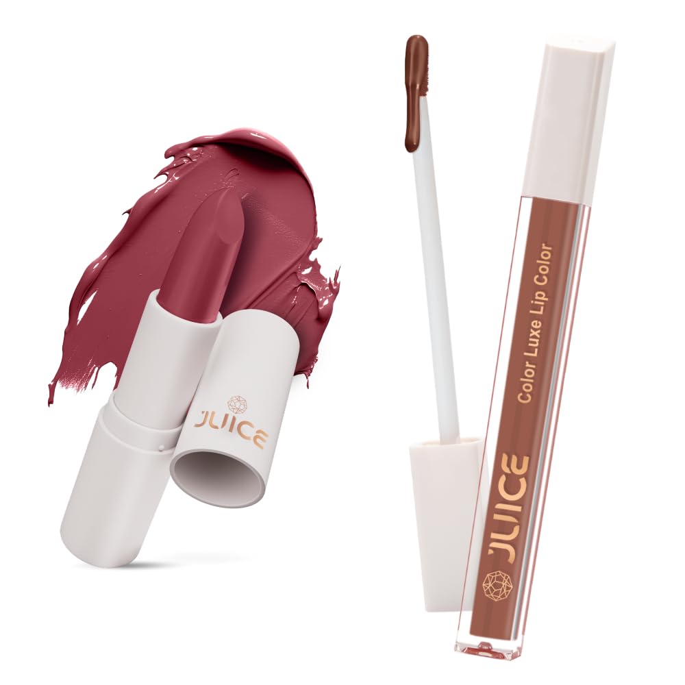 Juice Nude Power - M15 Kiss Sensation Lipstick & Alluring Nude - M11 Color Luxe Liquid Lipstick with Goodness of Bio Retinol, & SPF 15 UV Protection