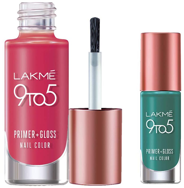 Lakmé 9 To 5 Primer + Glossy Finish Nail Colour & 9 To 5 Primer + Glossy Finish Nail Colour Combo, 6 Ml