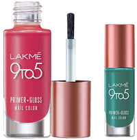 Lakmé 9 To 5 Primer + Glossy Finish Nail Colour & 9 To 5 Primer + Glossy Finish Nail Colour Combo, 6 Ml
