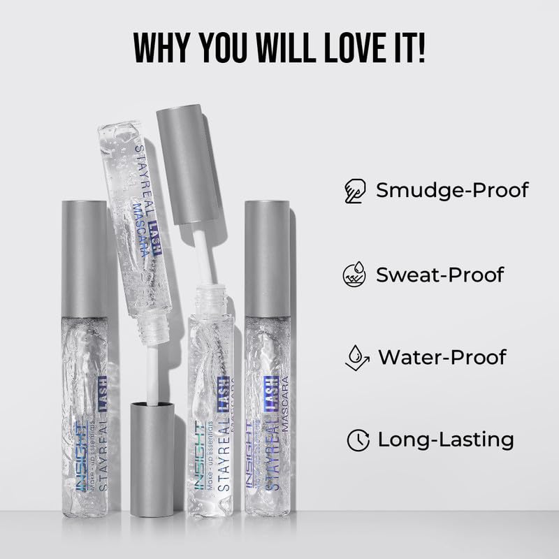 Insight Cosmetics Stay Real Lash Mascara| Transparent Mascara| Natural Look| Clear Gel Formula, 10gm