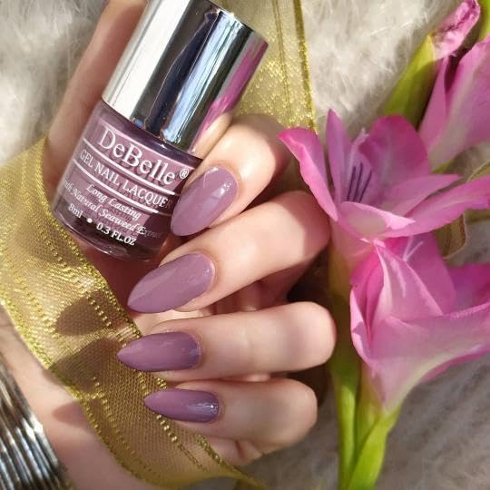 DeBelle Gel Nail Polish Mauve Orchid (Dark Mauve ), 8ml | Non UV - Gel Finish | Seaweed Enriched Formula | Long Lasting Paint| Cruelty & Toxic Free |