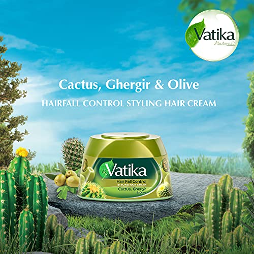 Dabur Vatika Naturals Hair Fall Control Styling Hair Cream - Olive Cactus, 210 Ml