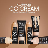 Swiss Beauty All-In-One Lightweight CC Cream with SPF 30 | Cover, Correct and Conceal | For Natural, Medium coverage | Shade- 01 Light Ivory, 25g |