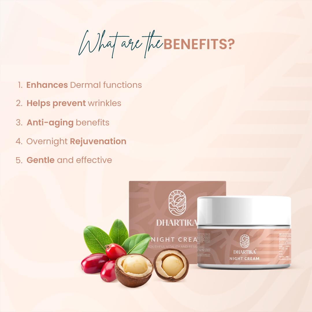 Dhartika Night Cream - Anti-Aging & Nourishing, Enriched with Ceramide Complex & Rosehip Oil