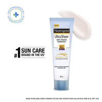 Neutrogena Ultra Sheer Sunscreen SPF 50+ | Broad Spectrum UVA/UVB | Blue light protect | No White Cast | Water resistant, Ultra light & Non sticky | Oily, Dry & Sensitive Skin | 30 g (Pack of 1)