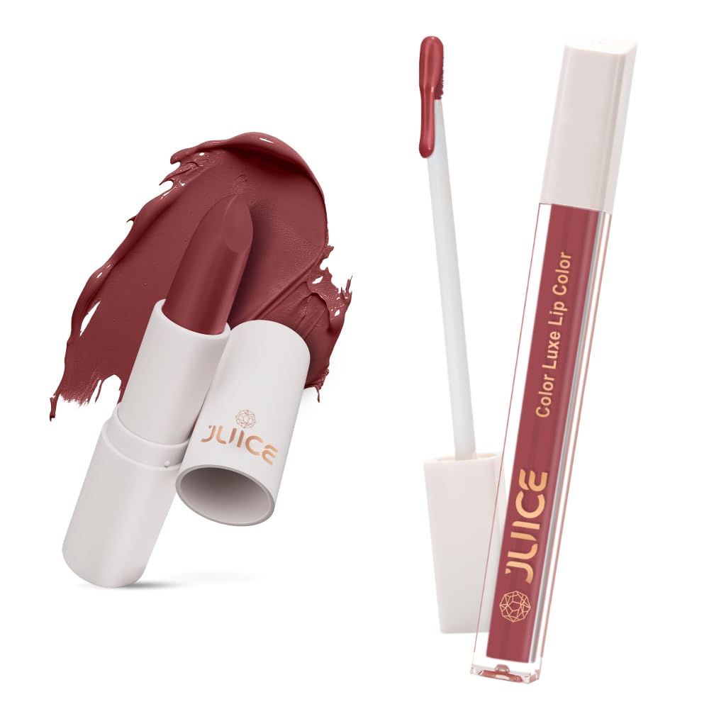 Juice Nude Heart - M24 Kiss Sensation Lipstick & Nude Staple - M16 Color Luxe Liquid Lipstick with Goodness of Bio Retinol, & SPF 15 UV Protection