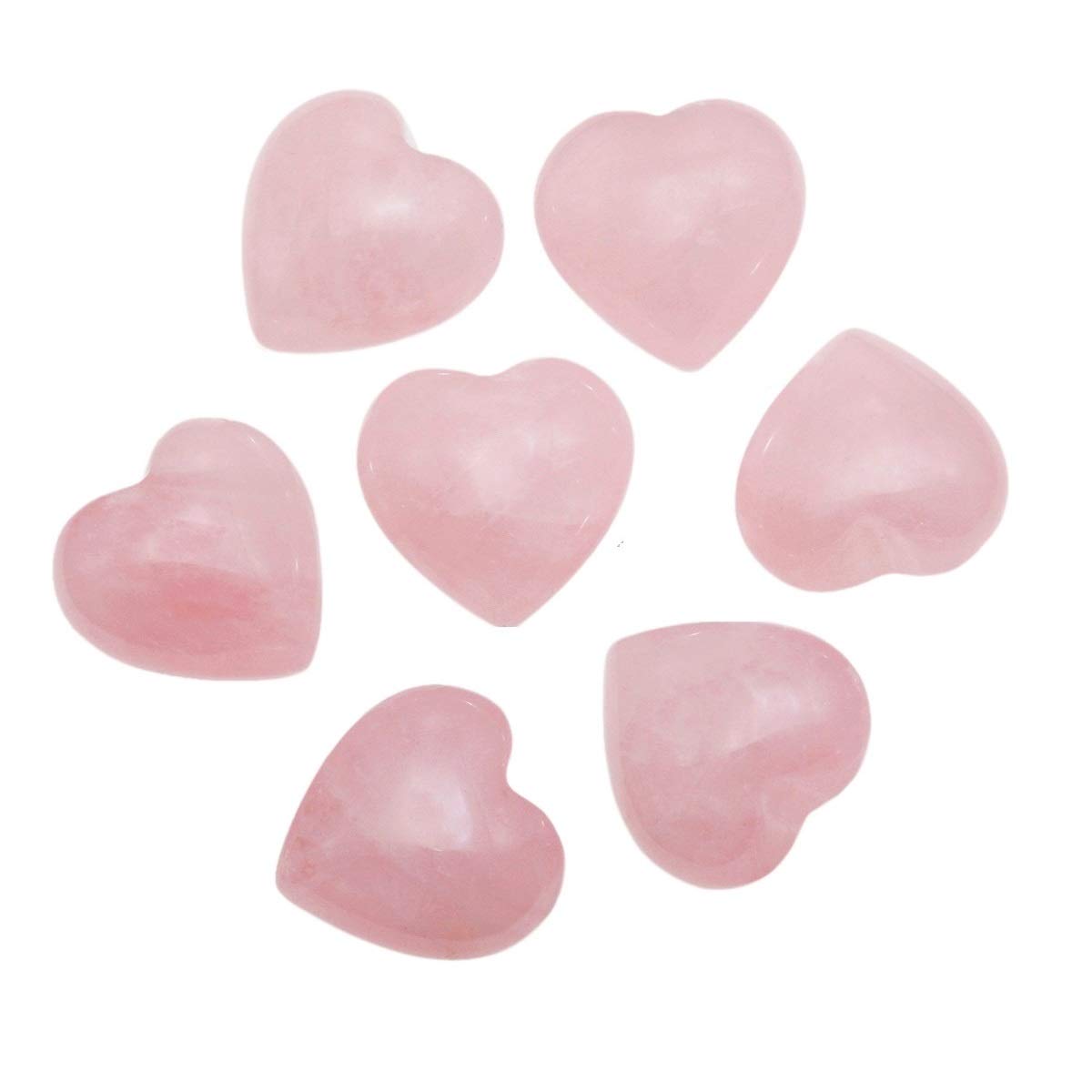 Loveliome 7 Pcs Natural Mini Rose Quartz Heart Love Healing Palm Crystal Energy Stone(0.6 Inch) B-pink-rose Quartz-1 0.6"*0.6"*0.4"