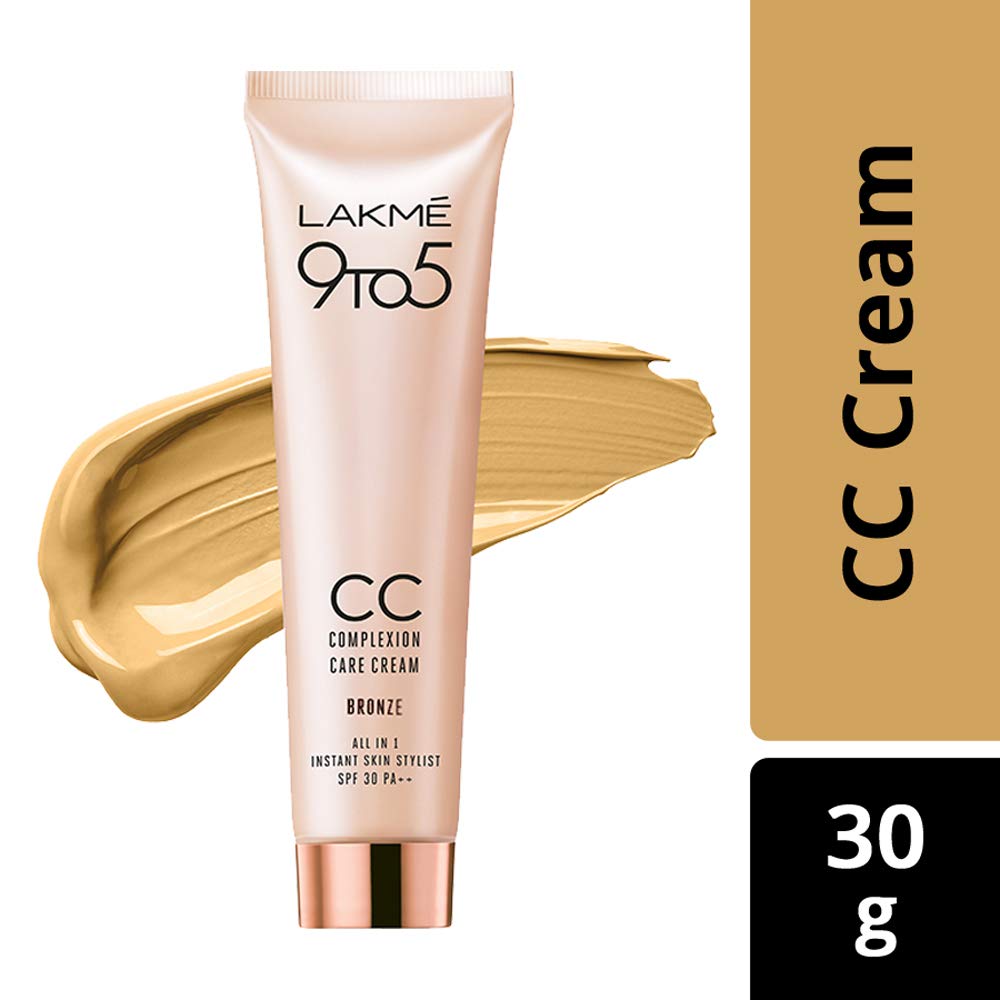 Lakmé Absolute Perfect Radiance Skin Brightening Light Crème (Cream) With Sunscreen, 50 G & Lakmé 9 To 5 Complexion Care Face Cc Cream, Bronze, Spf 30, Conceals Dark Spots & Blemishes, 30 G