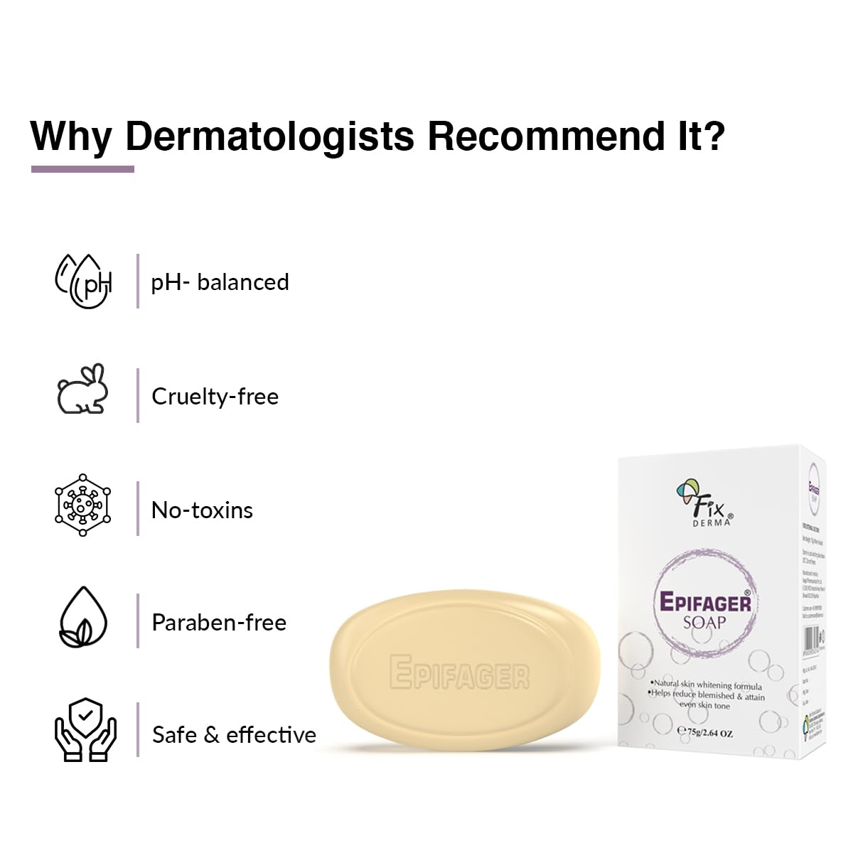 Fixderma Kojic Acid Soap, Epifager Soap | Skin Brightening & Skin Lightening Soap | Reduces the appearance of dark spots and melasma, Non-drying and non-comedogenic formulation - 75gm