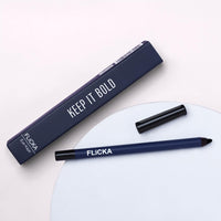 FLiCKA Keep It Bold Kajal | Waterproof, Smudgeproof, Intense Kajal, Long-lasting Formula upto 18hrs, 01 Dark Blue, 1.2 g
