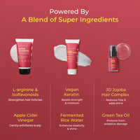 Arata Super Anti-Frizz Trio Travel Pack | Super Shampoo, Conditioner & Serum | Reduces Frizz, Adds Shine & Smoothens Hair | With Keratin, Argan Oil, Jojoba Complex | 230ML