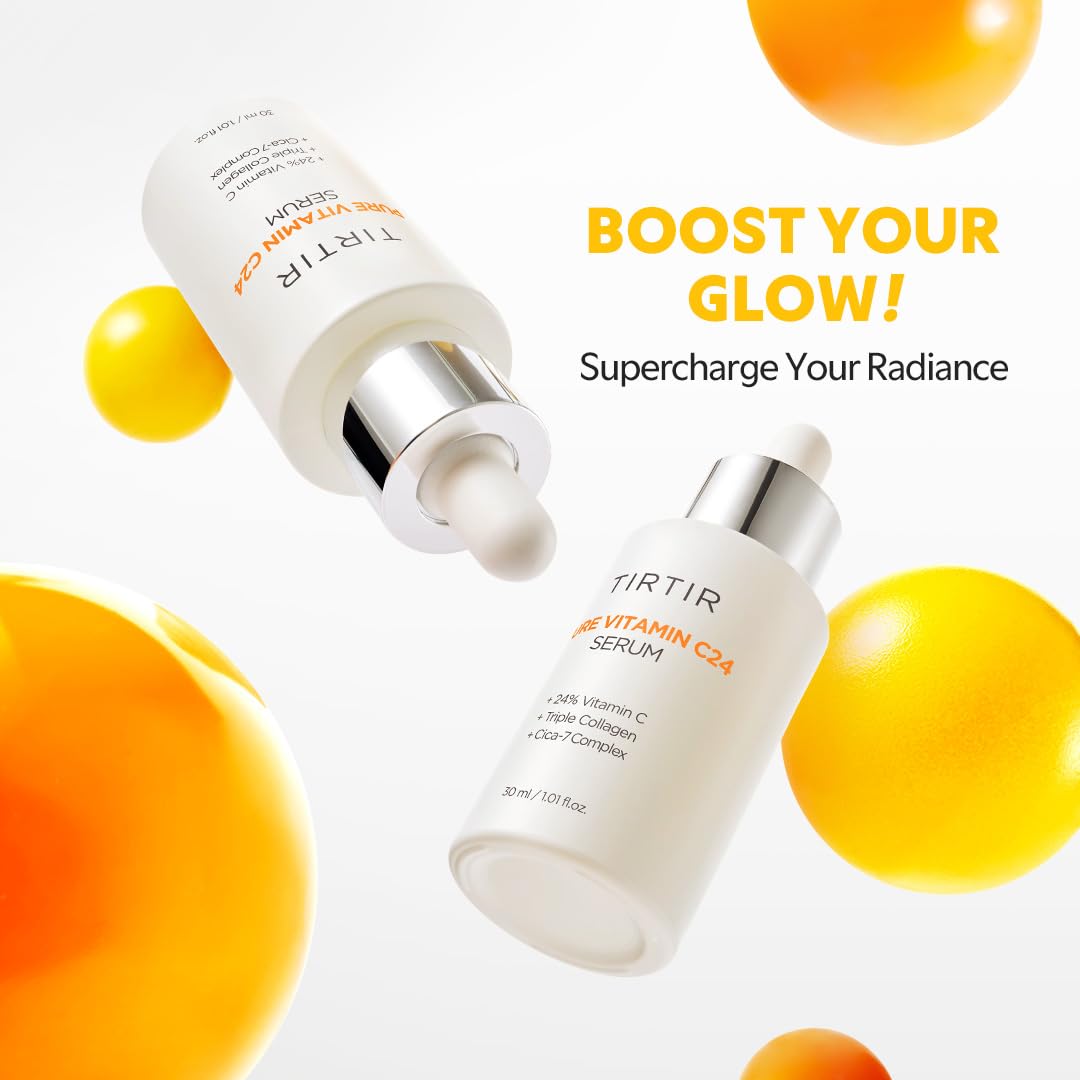 TIRTIR Vitamin C 24% Serum for Face | Dark Spot Corrector for Sensitive Skin | Anti Aging Collagen Serum | Even Tone & Wrinkle Care | Korean Skincare | 1.01 fl oz
