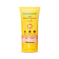 Mamaearth Chia Calming Sunscreen with Chia Seed & Ceramides for Hydrated Glow & Sun Protection - 50 g | SPF 50 PA++++ | Co-Created With Top Dermats | For Dry to Normal, Sensitive Skin | Healthy Skin Barrier