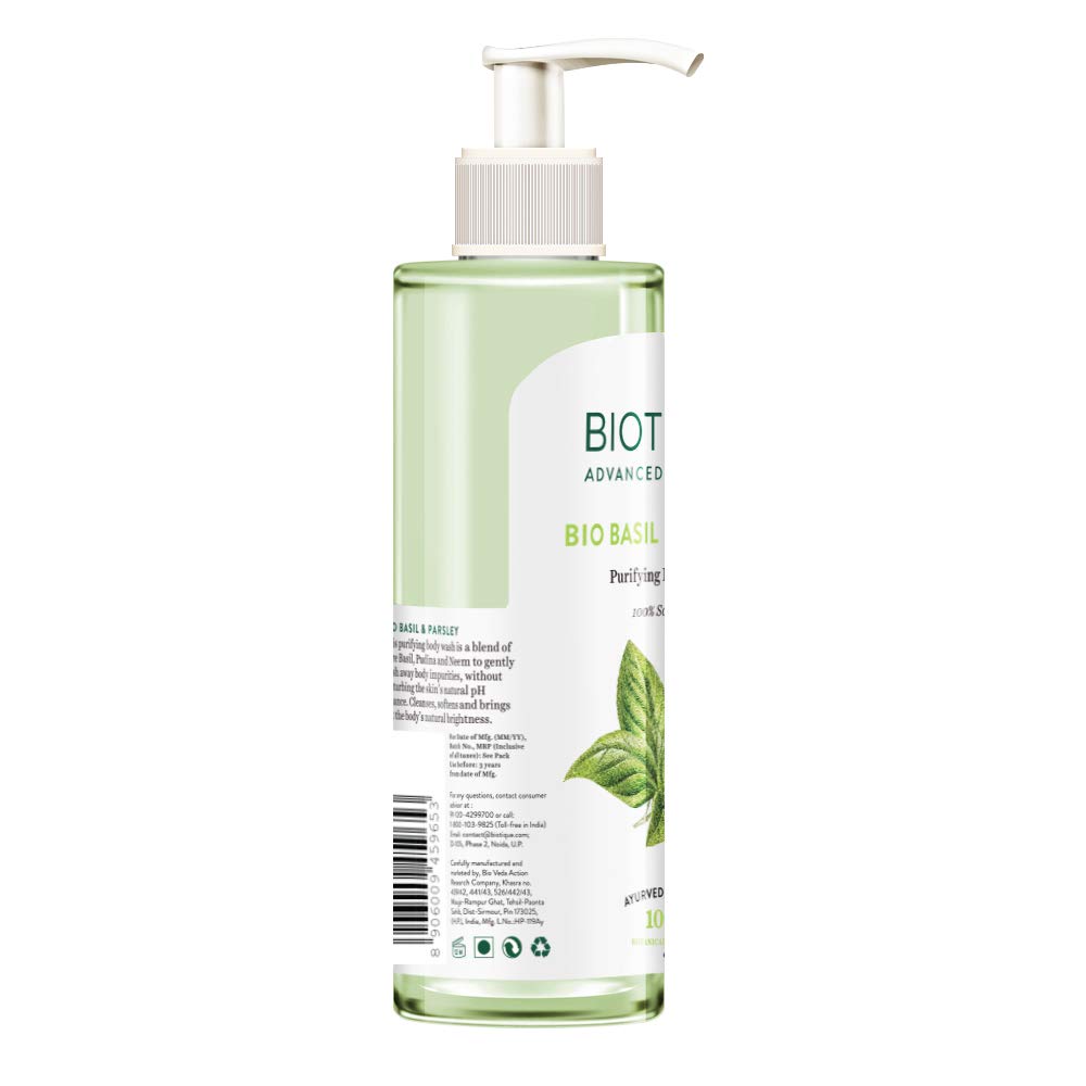 Biotique Bio Neem Margosa Anti Dandruff Shampoo and Conditioner, 180ml and Basil & Parsley Body Wash, Transparent, 200ml