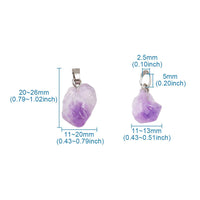 FASHEWELRY 20Pcs Natural Irregular Amethyst Rock Stone Pendants Healing Crystal Chakra Gemstone Charms for Jewelry Making Hole: 5x2.5mm 2-Purple Amethyst-Nugget