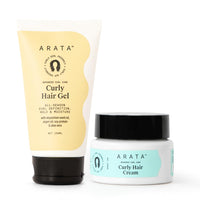 Arata Curl Styling Combo of 2 - Curl Cream (100gm) & Gel (150ml) | for Frizzy, Wavy, Curly, Coily Hair | Intensive Moisture & All-Season Curl Definition | No Sulphate,Paraben,Silicone | CG Approved