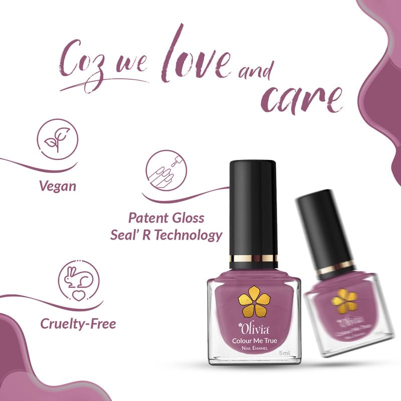Olivia Nail Paint for Glossy Finish - 5ml (7 Light Mauve)