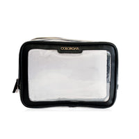 Colorbar LIPS & LASHES BOX POUCH(SET OF TWO) - BLACK II 1 Large Main Compartment + Small Black Pouch II Metallic Embellishments and Zipper II PVC + Polyester material