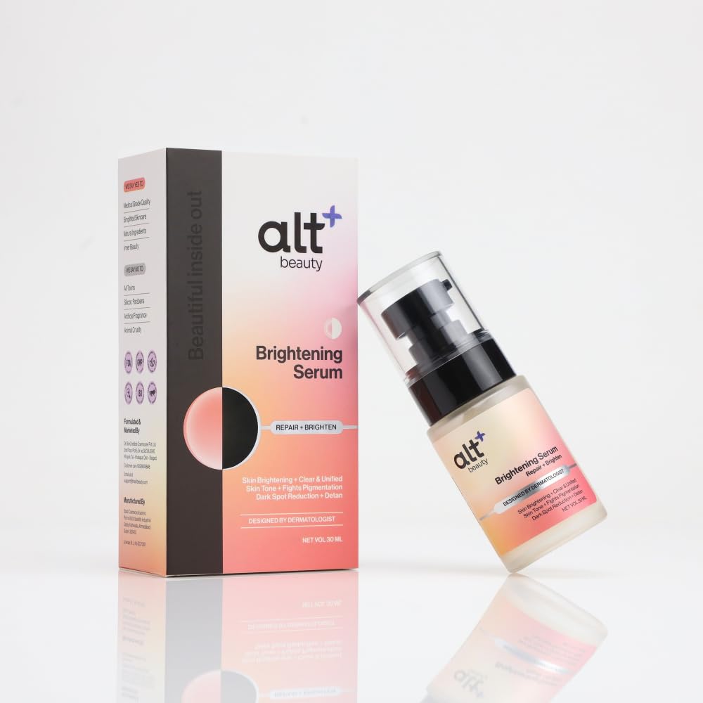 altBeauty Brightening Serum with Vitamin C, Kojic Acid, Glutathione, Alpha Arbutin | Reduces Dark Spots, Tanning and Dullness | Fights Pigmentation, Provides Clear & Uniform Skin Tone | Derma Grade