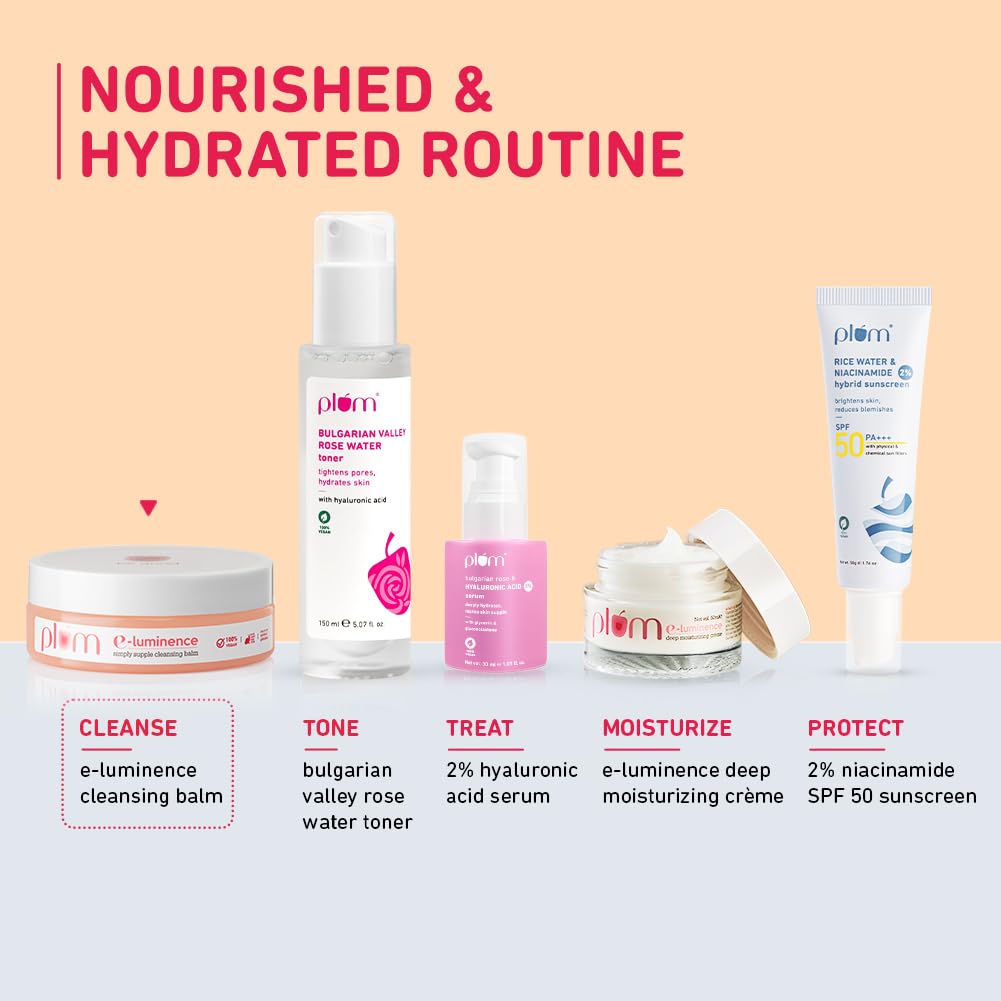 Plum E-Luminence Simply Supple Cleansing Balm | Non-Drying Supple Cleansing Balm with Vitamin E | Makeup Remover | Suitable for Normal, Dry & Combination Skin | 100% Vegan & Sulfate-Free | 90g