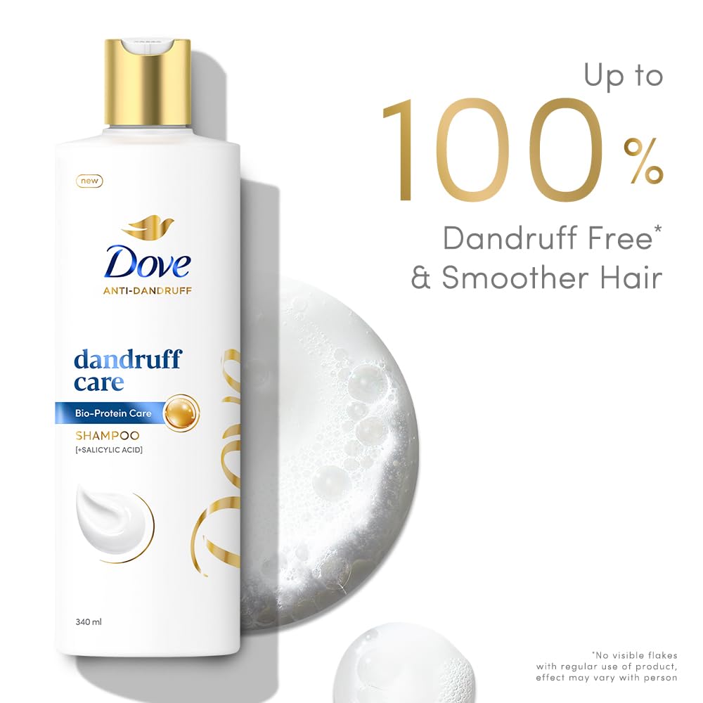 Dove Anti Dandruff Solutions Shampoo 340 ml|| Prevents Dandruff & Dry Scalp|| Mild Daily Shampoo for Smooth & Frizz Free Hair - For Men & Women