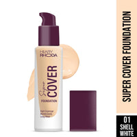 Hilary Rhoda Super Cover Foundation for All Skin Types|Blemish Free|High Coverage & Waterproof Foundation|24-Hour Stay & Non-Sticky Formula|Matte Finish|Blends Flawlessly|30g (Shell White| Shade 01)