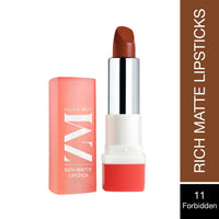 ZM Zayn & Myza Rich Matte Lipstick | Smooth and Light Weight | Intense Color in one Swipe | High Pigmentation Bullet Lip Stick Enriched with Argan oil, Murumuru and Shea Butter, (4.2 g, Forbidden)