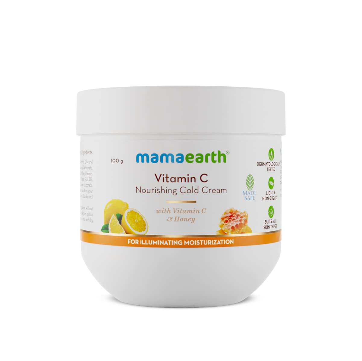Mamaearth Vitamin C Nourishing Cold Cream for Face & Body with Vitamin C & Honey for Illuminating Moisturization – 100g