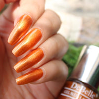 DeBelle Gel Nail Polish Aurora (Amber with Copper Glitter Nail Paint)|Non UV - Gel Finish |Chip Resistant | Seaweed Enriched Formula| Long Lasting|Cruelty and Toxic Free| 8ml