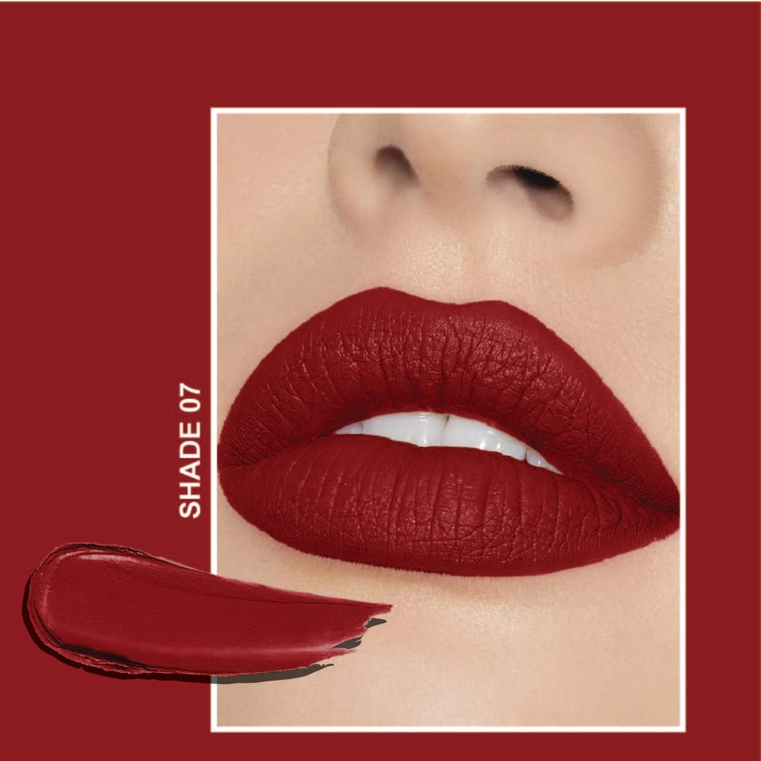 FLiCKA Tomato Bullet Matte Lipstick| Non-transfer Lipstick, Waterproof, Hydrating, Moisturizing, Upto 6Hrs, Shade 07, 4g