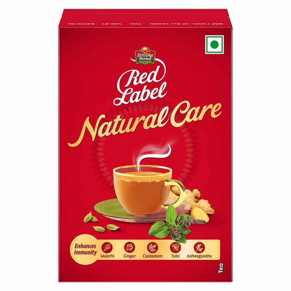 Red Label Brooke Bond Natural Care Tea, With 5 Ayurvedic Ingredients, Ginger, Leaf, 100 Gram