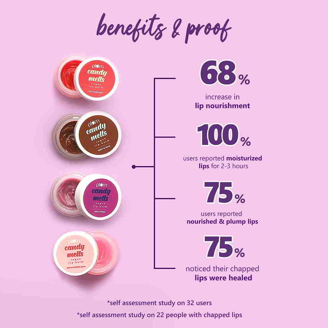 Plum Candy Melts Vegan Lip Balm | Melon Bubble-Yum | Natural UV Protection | Ultra Moisturization | Added Shine | 100% Vegan | Paraben Free | 12g