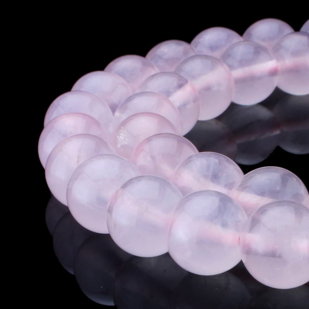 BEADNOVA Natural Rose Quartz Beads Natural Crystal Beads Stone Gemstone Round Loose Energy Healing Beads with Free Crystal Stretch Cord for Jewelry Making (8mm, 45-48pcs) 8mm 22) Rose Quartz Round Beads