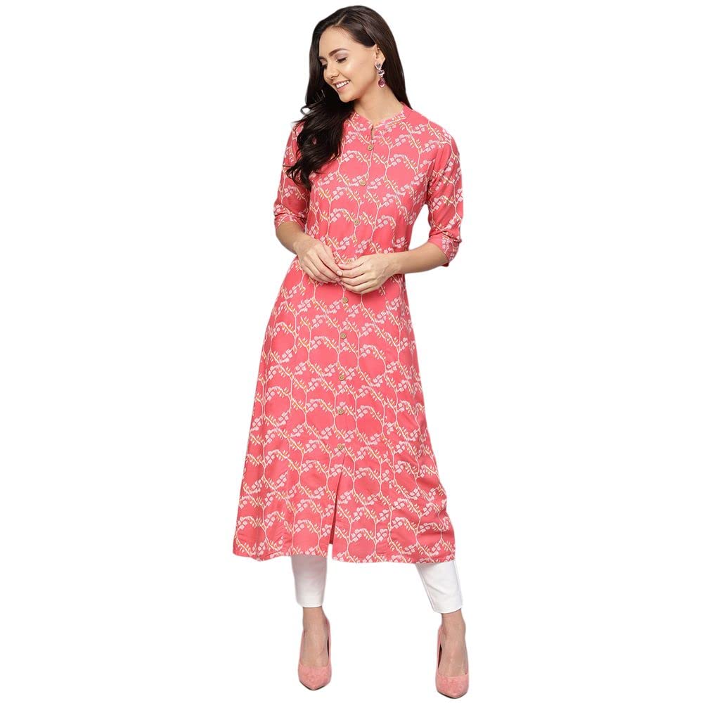 anubhutee Coral Abstract Printed A-Line Regular Kurta for Women