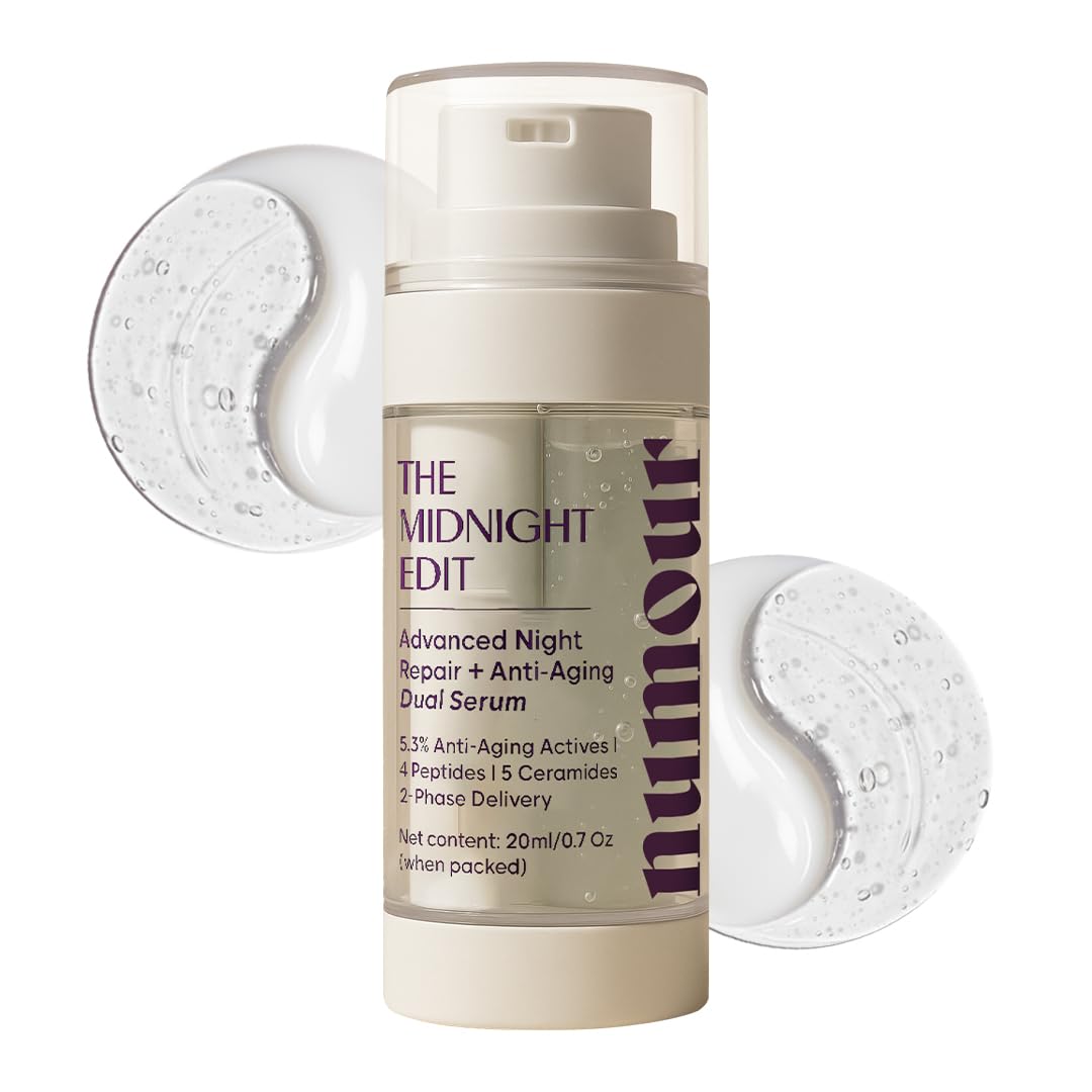 Numour Beginner Friendly Retinol Serum | Irritation Free | 0.3% encapsulated Retinol+4 Peptides+5 Ceramides | For Fine Lines & Wrinkles | Dermat Tested, Safe for Sensitive Skin |Face serum for Men & Women | The Midnight Edit Dual Anti-Aging Serum 20ml