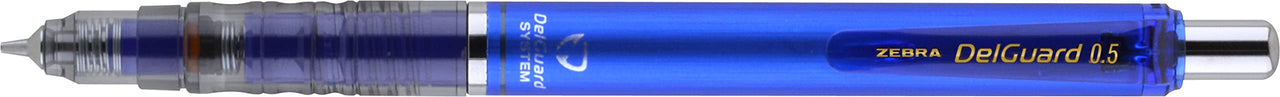 DelGuard Mechanical Pencil, Fine Point, 0.5mm, Black/Blue/White Barrel, Lead Refills, Refillable, 3-Pack (58603)
