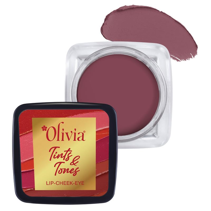 Olivia Tints & Tones for Lip, Cheek & Eye | Purple Cheek Tint (Terracotta Goodness - 06) | Easy to Blend, Long-lasting with Soft Creamy Finish | Parabens Free, No Harmful Colours or Preservatives | 5g