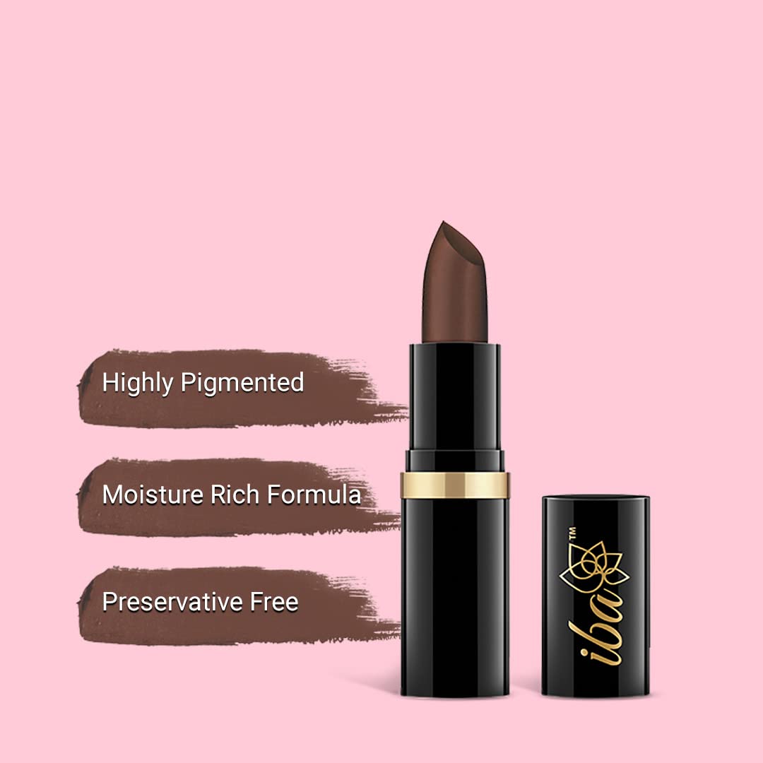 Iba Pure Lips Moisture Rich Lipstick for Women- A35 Dark Chocolate, 4g | High Glossy, Creamy Finish & Smooth Texture| Hydrated Lips | Enriched with Vitamin E, Coconut Oil & Shea Butter | Intense Colour & Highly Pigmented | Lip Makeup