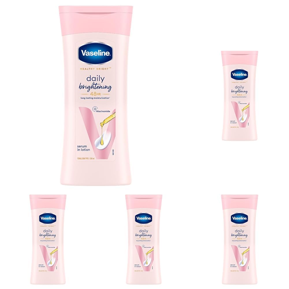 Vaseline Healthy Bright Daily Brightening Body Lotion, For Healthy & Glowing Skin, 200 ml (Pack of 5)