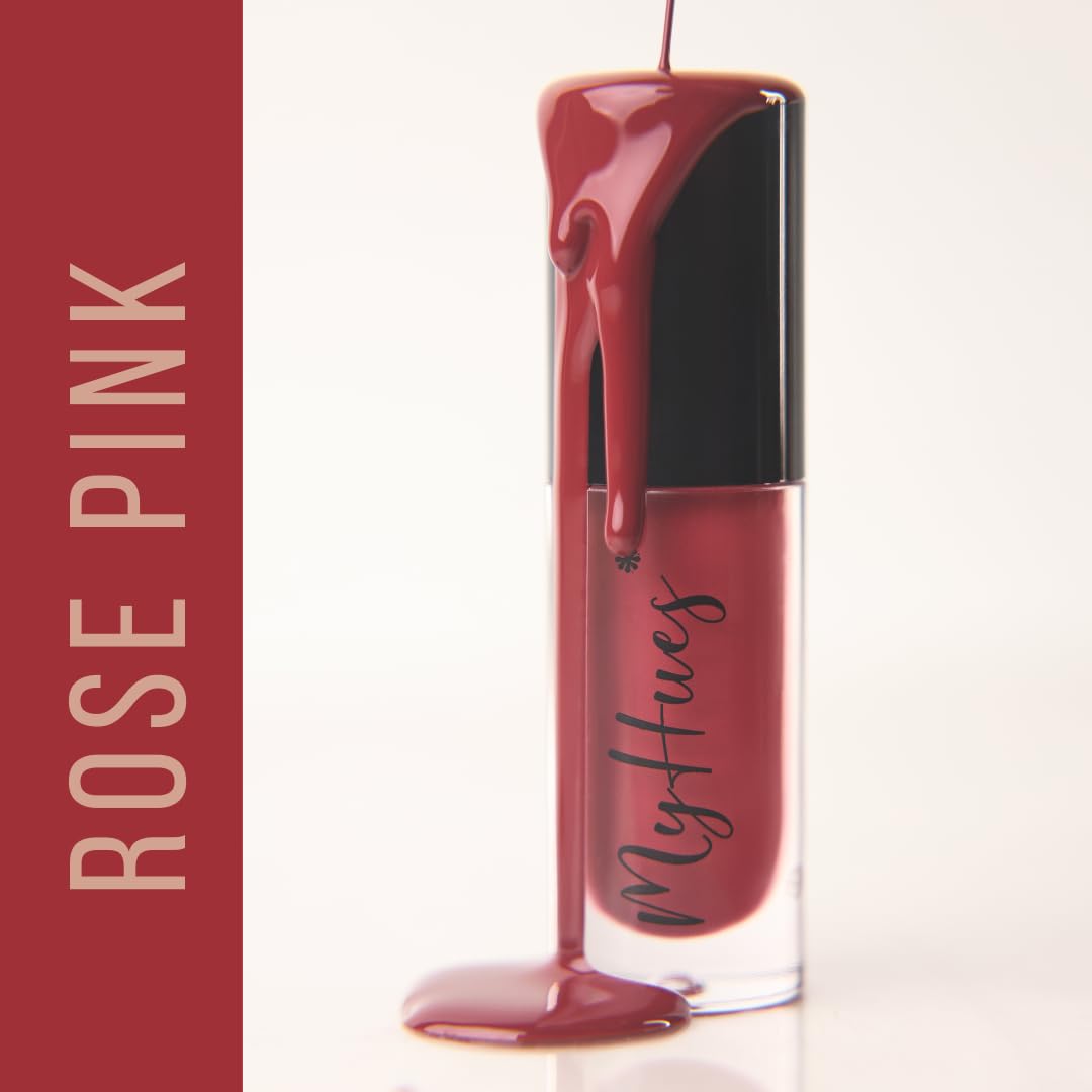 MyHues HyGlow Lip Elixir, Lip Gloss and Oil Hybrid, Nourishing Jojoba, Almond, Squalane 100% (Plant Derived), Shea Butter, Moisturizing, Buildable Colour, Glossy Finish (Antique Rose Pink (Yana))