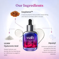 Viah Instant Skin Tightening Face Serum for Women | Anti-Ageing Face Serum for Women | Anti Wrinkle & Brightening | Firms, Hydrates, Smooths Fine Lines | Easyliance, Hyaluronic Acid &Lumicease 30ml