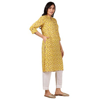 in. fuse by Shoppers Stop Mandarin Neck Printed Cotton Women Straight Fit Kurta